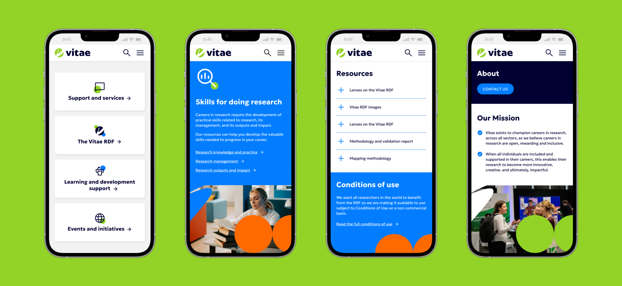 Vitae website on mobile carousel