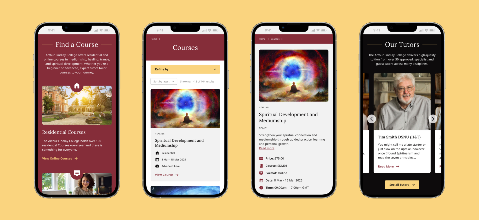 Arthur Findlay College website carousel