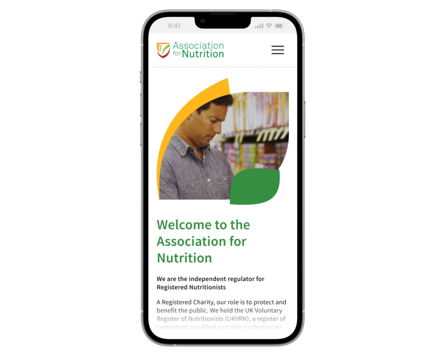 Association of Nutrition mobile mockup