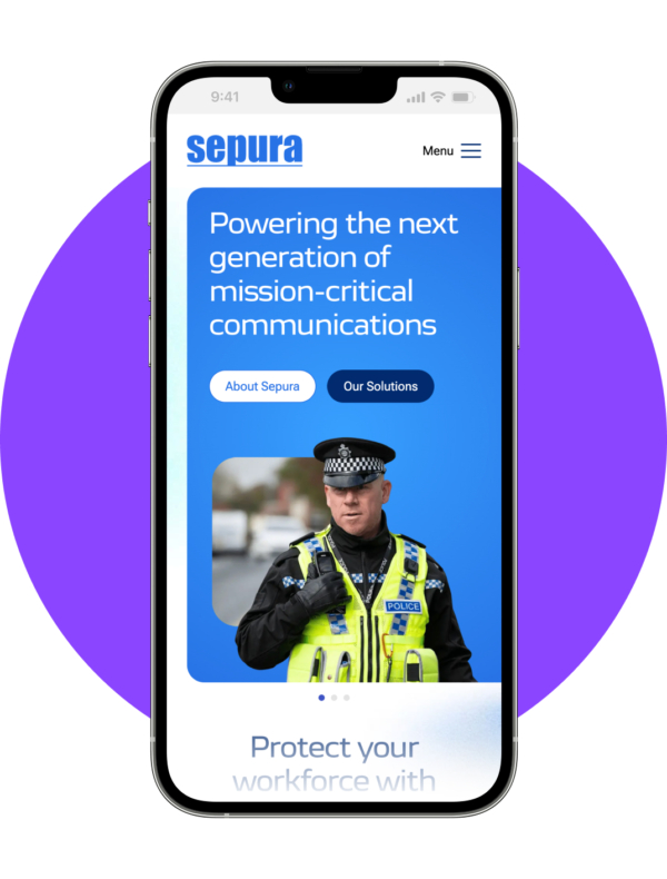 Sepura homepage on mobile