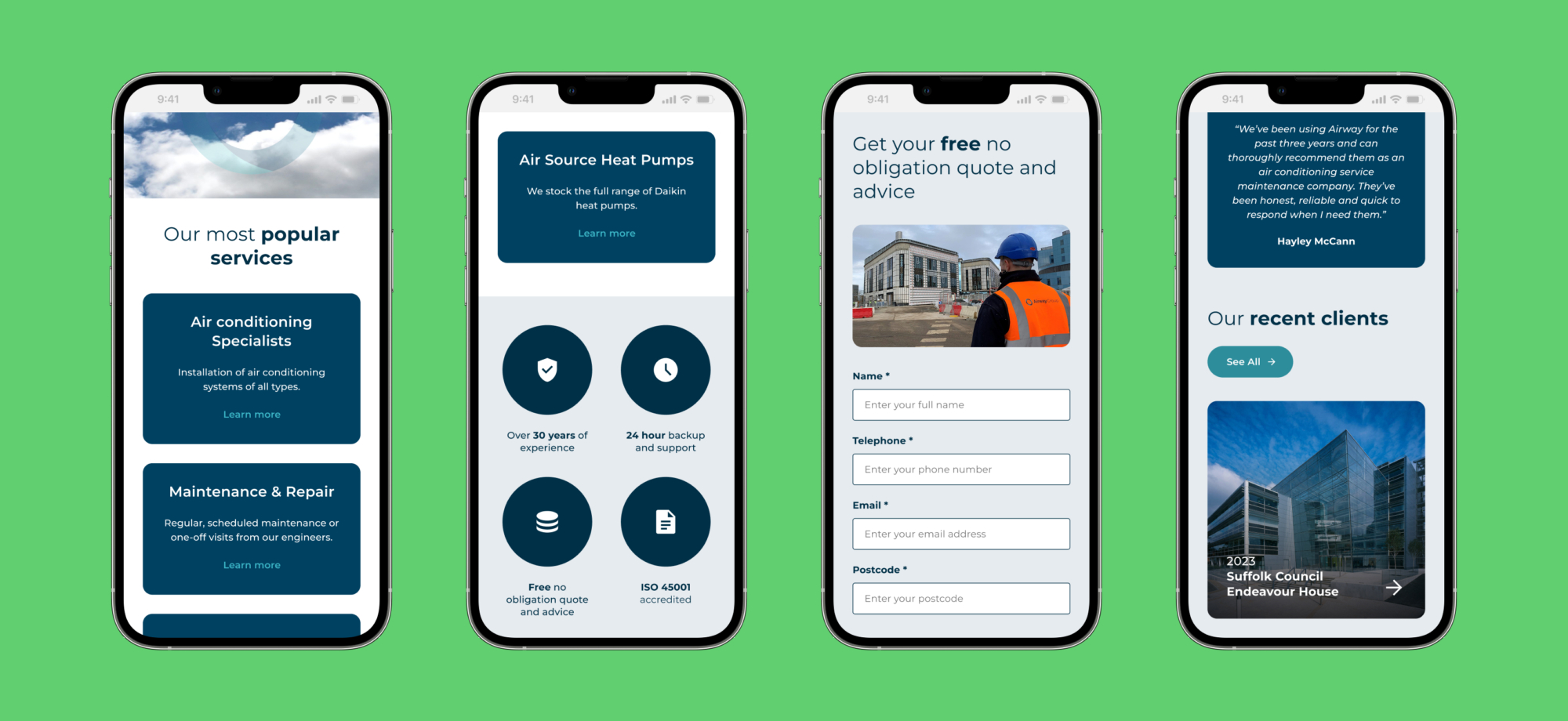 Airway Group website on mobile carousel
