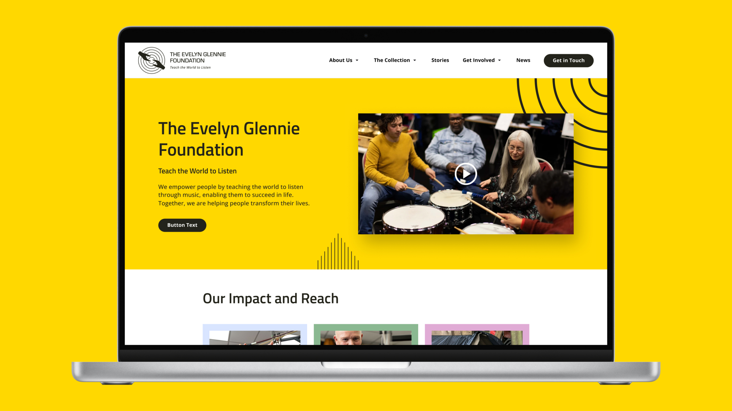 Evelyn Glennie homepage on desktop