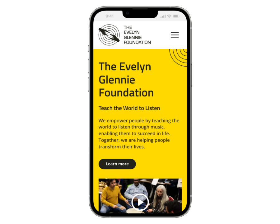 Evelyn Glennie website on mobile