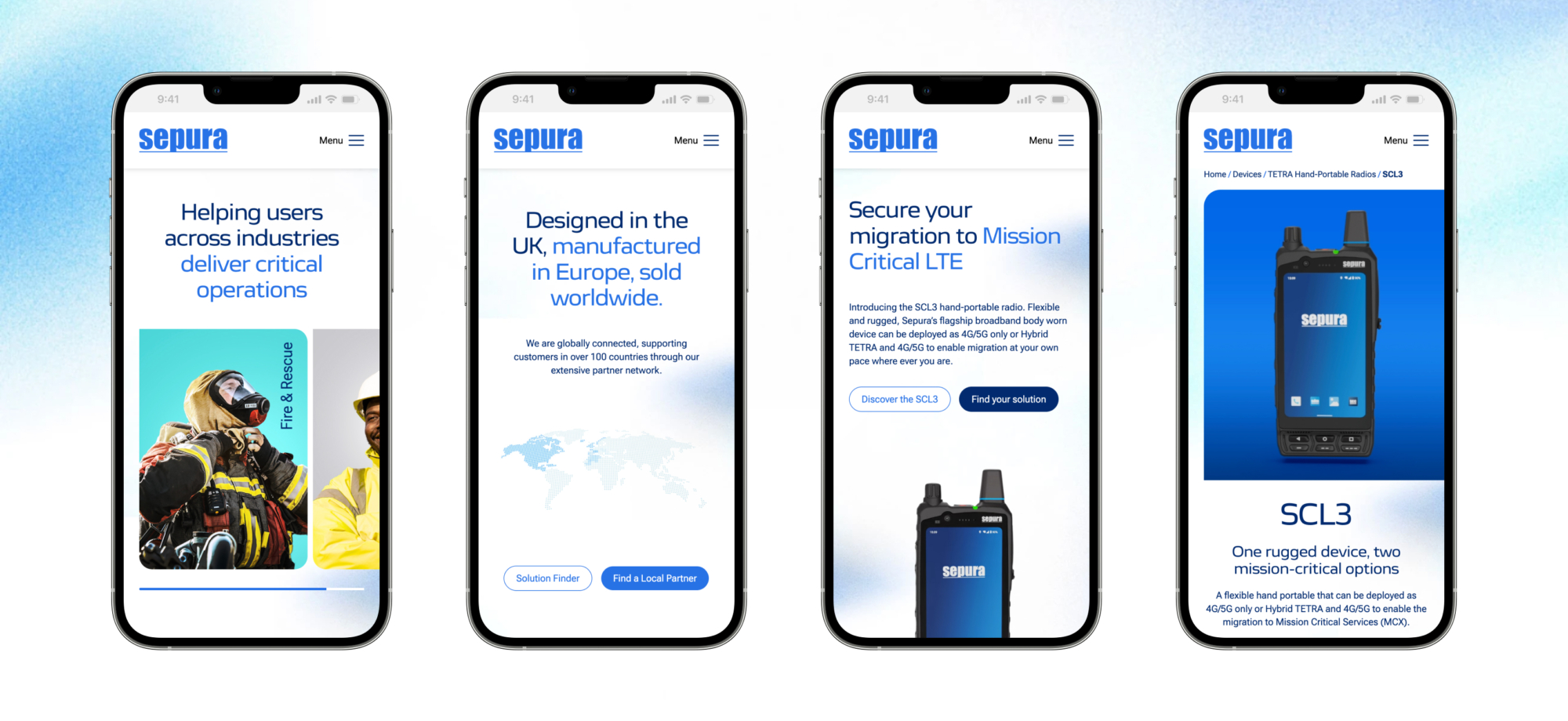 Sepura website carousel on mobile
