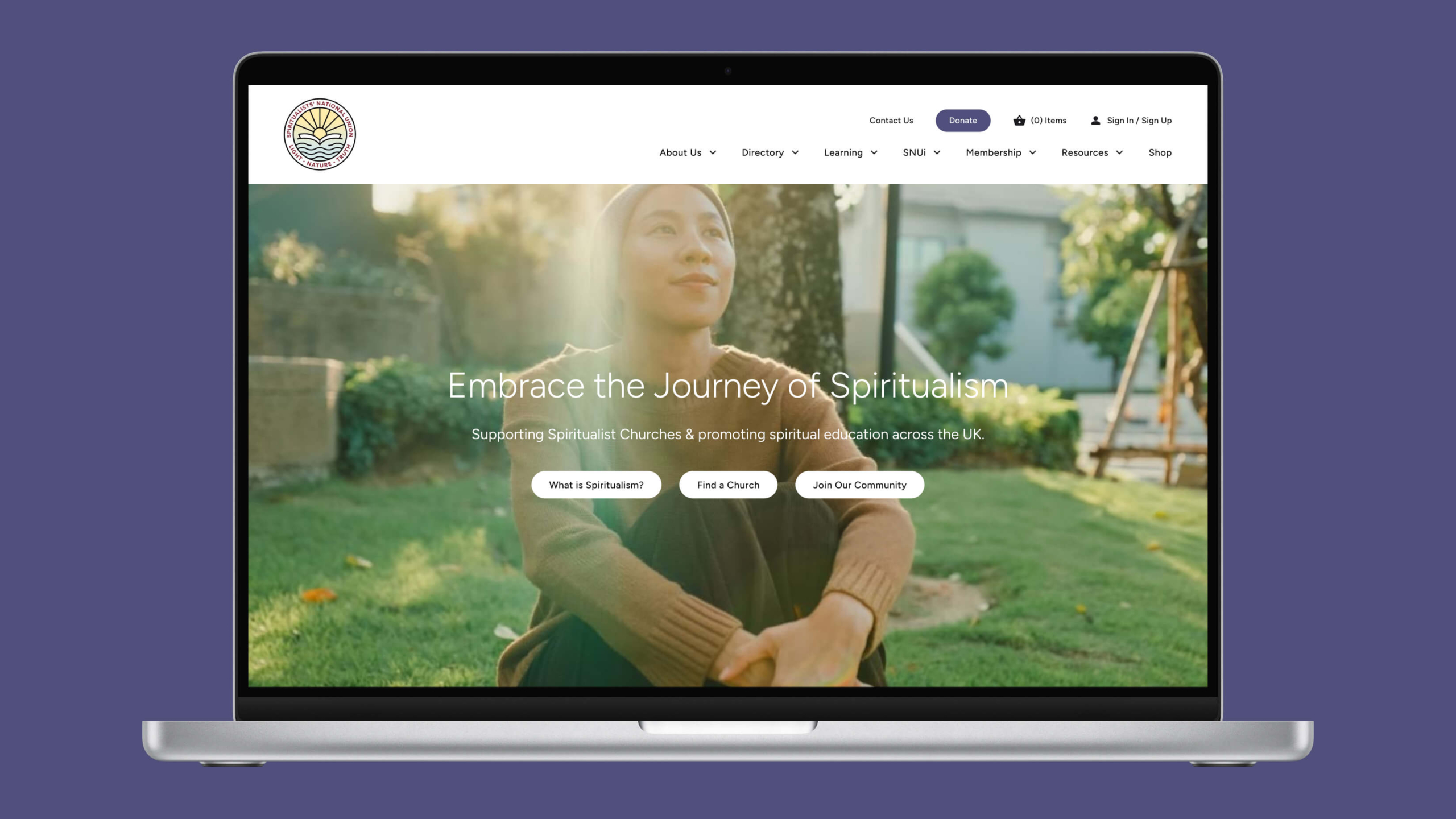 The Spiritualists' National Union website on desktop