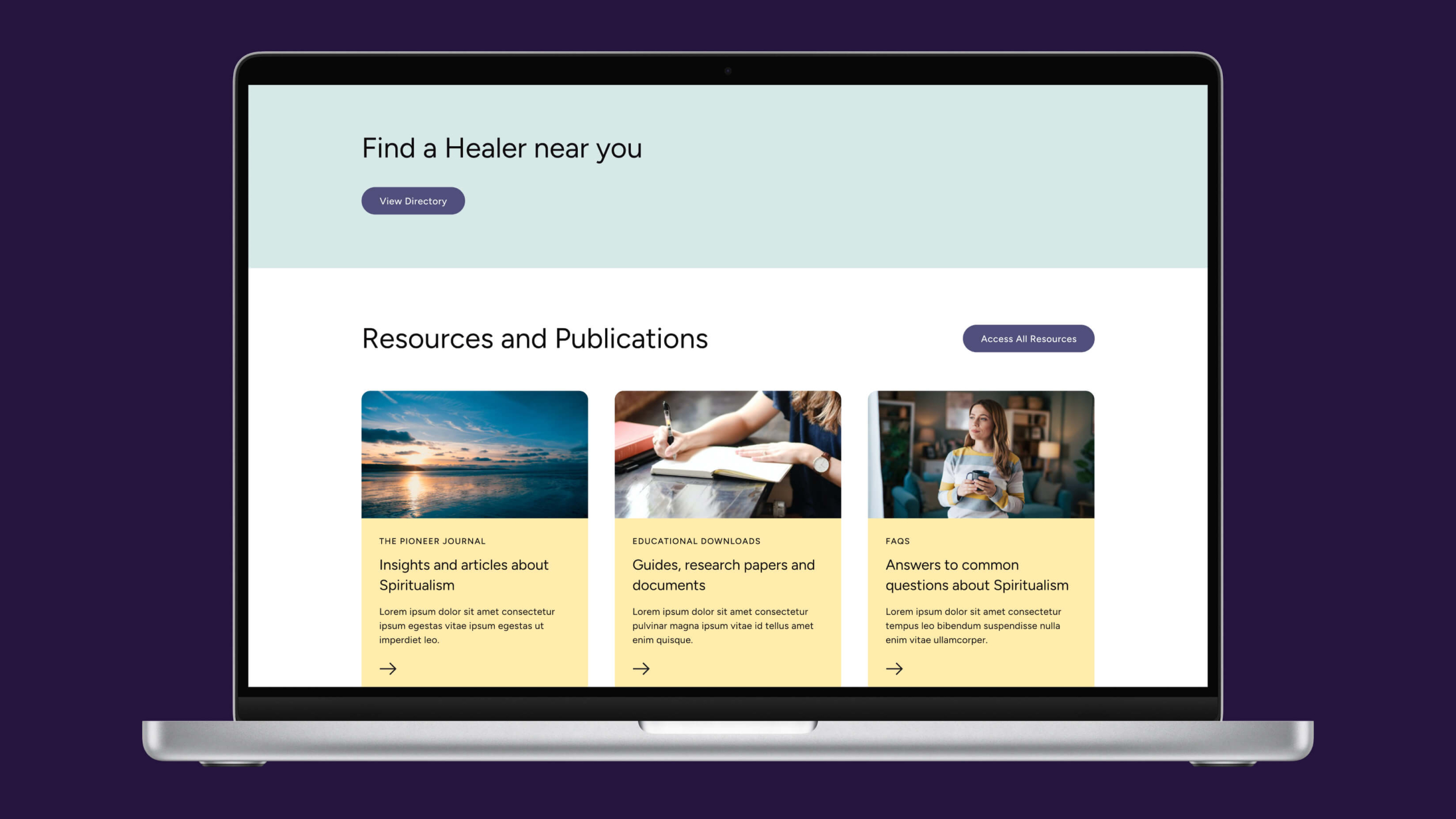The Spiritualists' National Union website on a laptop