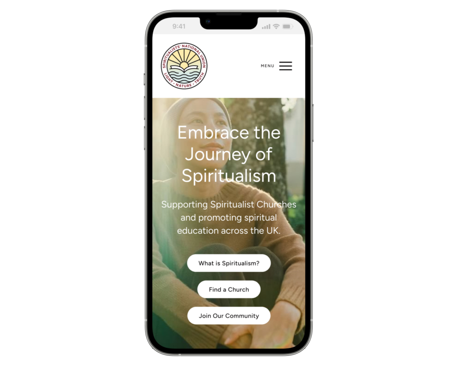 The Spiritualists' National Union mockup on mobile